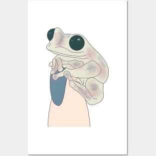 tree frog on a finger Posters and Art